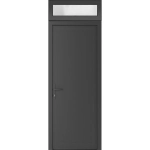 Front Exterior Prehung Metal-Plastic Door | Manux 8111 Antracite Grey | Top Sidelite Transom | Office Commercial and Residential Doors Entrance Patio Garage 36" x 94" (W36" x H80+14") Right hand Inswing