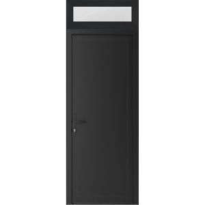 Front Exterior Prehung Metal-Plastic Door | Manux 8111 Matte Black | Top Sidelite Transom | Office Commercial and Residential Doors Entrance Patio Garage 36" x 94" (W36" x H80+14") Right hand Inswing
