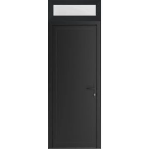 Front Exterior Prehung Metal-Plastic Door | Manux 8111 Matte Black | Top Sidelite Transom | Office Commercial and Residential Doors Entrance Patio Garage 36" x 94" (W36" x H80+14") Left hand Inswing