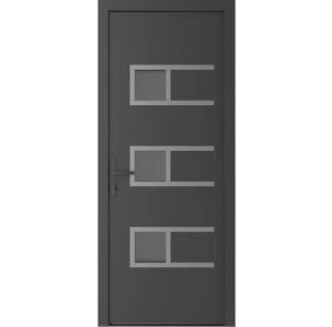 Front Exterior Prehung Metal-Plastic Door | Manux 8933 Antracite Grey | Office Commercial and Residential Doors Entrance Patio Garage W36" x H80" Right hand Inswing