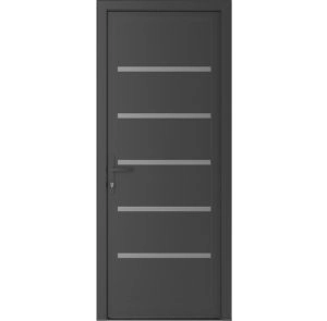 Front Exterior Prehung Metal-Plastic Door | Manux 8415 Antracite Grey | Office Commercial and Residential Doors Entrance Patio Garage W36" x H80" Right hand Inswing