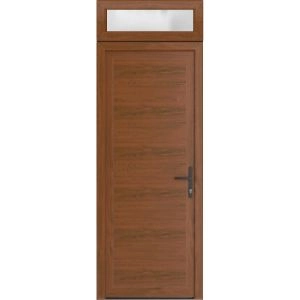 Front Exterior Prehung Metal-Plastic Door | Manux 8111 Walnut | Top Sidelite Transom | Office Commercial and Residential Doors Entrance Patio Garage 36" x 94" (W36" x H80+14") Left hand Inswing