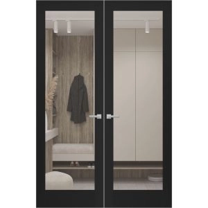 Hidden Double Doors | Lucia 2166 Matte Black Concealed Metal Frame 36" x 80" (2* 18x80) Right-hand Inswing