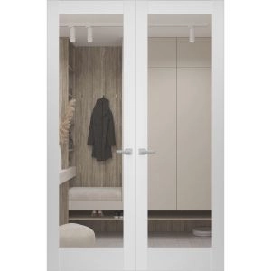 Hidden Double Doors | Lucia 2166 White Silk Concealed Metal Frame 36" x 80" (2* 18x80) Right-hand Inswing