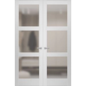 Hidden Double Doors | Lucia 2552 White Silk Concealed Metal Frame 36" x 80" (2* 18x80) Right-hand Inswing