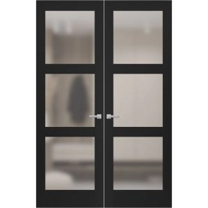 Hidden Double Doors | Lucia 2552 Matte Black Concealed Metal Frame 36" x 80" (2* 18x80) Right-hand Inswing