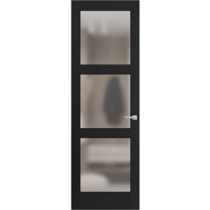 Hidden Door | Lucia 2552 Matte Black Concealed Metal Frame 18" x 80" Left-hand Inswing
