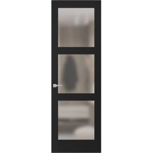 Hidden Door | Lucia 2552 Matte Black Concealed Metal Frame 18" x 80" Right-hand Inswing