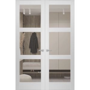 Hidden Double Doors | Lucia 2555 White Silk Concealed Metal Frame 36" x 80" (2* 18x80) Right-hand Inswing