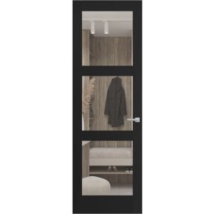 Hidden Door | Lucia 2555 Matte Black Concealed Metal Frame 18" x 80" Left-hand Inswing