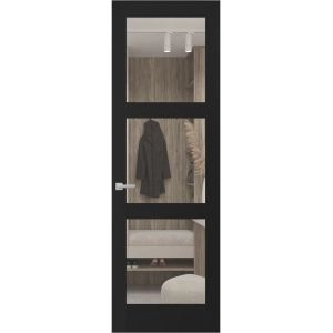 Hidden Door | Lucia 2555 Matte Black Concealed Metal Frame 18" x 80" Right-hand Inswing