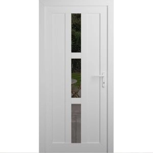 Front Exterior Prehung Metal-Plastic Door | Manux 8112 White Silk | Office Commercial and Residential Doors Entrance Patio Garage W36" x H80" Left hand Inswing