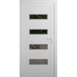 Front Exterior Prehung Metal-Plastic Door | Manux 8113 White Silk | Office Commercial and Residential Doors Entrance Patio Garage W36" x H80" Left hand Inswing