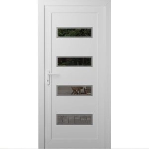 Front Exterior Prehung Metal-Plastic Door | Manux 8113 White Silk | Office Commercial and Residential Doors Entrance Patio Garage W36" x H80" Right hand Inswing