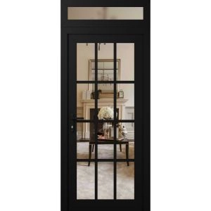 Front Exterior Prehung Metal-Plastic Door Clear Glass / MANUX 8355 Matte Black / Office Commercial and Residential Doors Entrance Patio Garage 36" x 92" Right-Hand Inswing