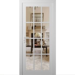 Front Exterior Prehung Metal-Plastic Door Clear Glass / MANUX 8355 White Silk / Office Commercial and Residential Doors Entrance Patio Garage 36" x 80" Right-Hand Inswing