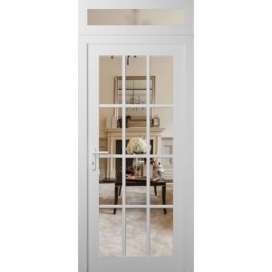 Front Exterior Prehung Metal-Plastic Door Clear Glass / MANUX 8355 White Silk / Office Commercial and Residential Doors Entrance Patio Garage 36" x 92" Right-Hand Inswing