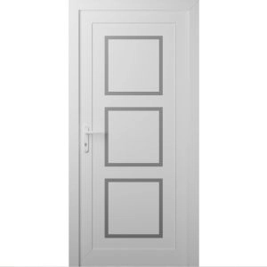 Front Exterior Prehung Metal-Plastic Door | Manux 8661 White Silk | Office Commercial and Residential Doors Entrance Patio Garage W36" x H80" Right hand Inswing