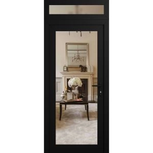 Front Exterior Prehung Metal-Plastic Door Clear Glass / MANUX 8666 Matte Black / Office Commercial and Residential Doors Entrance Patio Garage 36" x 92" Left-Hand Inswing