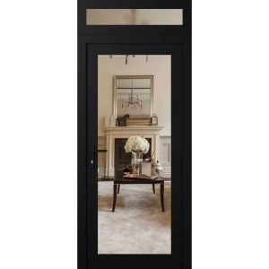Front Exterior Prehung Metal-Plastic Door Clear Glass / MANUX 8666 Matte Black / Office Commercial and Residential Doors Entrance Patio Garage 36" x 92" Right-Hand Inswing