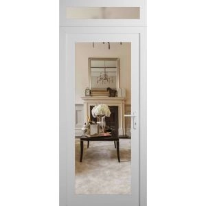 Front Exterior Prehung Metal-Plastic Door Clear Glass / MANUX 8666 White Silk / Office Commercial and Residential Doors Entrance Patio Garage 36" x 96" Left-Hand Inswing