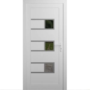 Front Exterior Prehung Metal-Plastic Door | Manux 8933 White Silk | Office Commercial and Residential Doors Entrance Patio Garage W30" x H80" Left hand Inswing