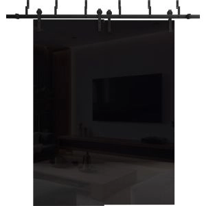 Sliding Closet Barn Bypass Doors 36 x 80 inches | Planum 0010 Gloss Black | 6.6ft Rails Hardware Set | Wood Solid Bedroom Wardrobe Doors