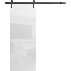 Barn Door 18 x 80 inches | Planum 0010 Gloss White | 6.6FT Rail Track Hardware Set | Solid Panel Interior Doors