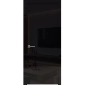 Interior Door 18 x 80 inches | Planum 0010 Gloss Black | Single Regular Panel Frame Handle | Bathroom Bedroom Doors