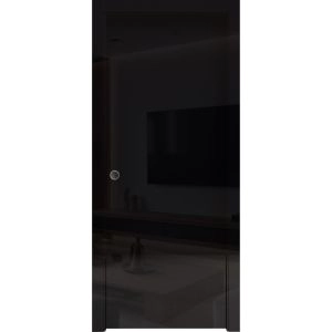 Sliding Pocket Door 18 x 80 inches | Planum 0010 Gloss Black | Kit Rail Hardware | Solid Wood Interior Bedroom Doors