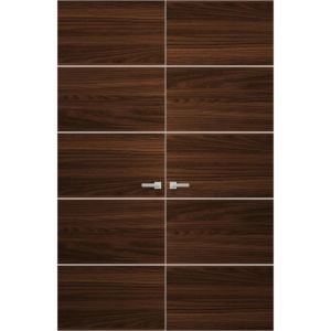 Hidden Double Doors | Planum 0020 Chocolate Ash Concealed Metal Frame 36" x 80" (2* 18x80) Right-hand Inswing