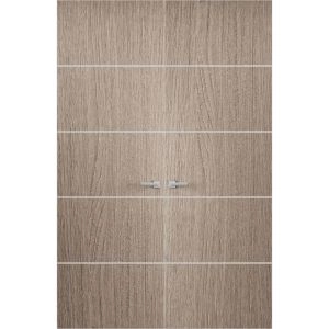 Hidden Double Doors | Planum 0020 Grey Oak Concealed Metal Frame 64" x 96" (2* 32x96) Left-hand Outswing