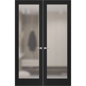Hidden Double Doors | Planum 2102 Matte Black Concealed Metal Frame 36" x 80" (2* 18x80) Right-hand Inswing