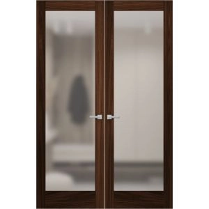 Hidden Double Doors | Planum 2102 Chocolate Ash Concealed Metal Frame 60" x 80" (2* 30x80) Right-hand Inswing