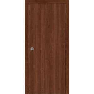 Sliding Pocket Door 18 x 84 inches | BASIC 3001 Walnut Franko | Kit Rail Hardware | Solid Wood Interior Bedroom Modern Doors
