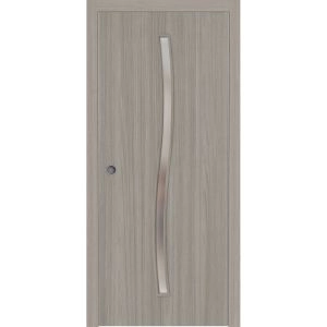 Sliding Pocket Door 18 x 84 inches | BASIC 3002 Oak Franko | Kit Rail Hardware | Solid Wood Interior Bedroom Modern Doors