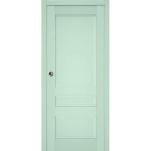 Sliding French Pocket Door | Veregio 7411 Oliva | Kit Trims Rail Hardware | Solid Wood Interior Bedroom Sturdy Doors