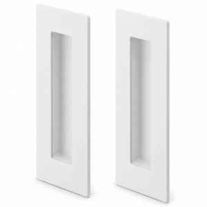 Rectangular Recessed Finger Pull for Sliding Pocket Closet Bypass Doors - White (pack of 2)