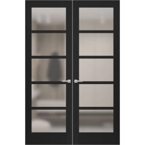 Hidden Double Doors | Quadro 4002 Matte Black Concealed Metal Frame 36" x 80" (2* 18x80) Left-hand Inswing