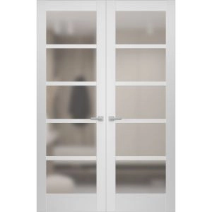 Hidden Double Doors | Quadro 4002 White Silk Concealed Metal Frame 36" x 80" (2* 18x80) Right-hand Inswing