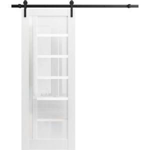 Barn Door 18 x 80 inches | Quadro 4088 Gloss White | 6.6FT Rail Track Hardware Set | Solid Panel Interior Doors