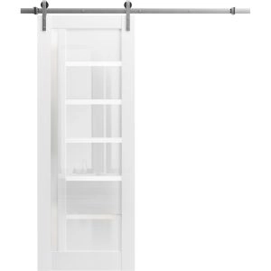 Barn Door 18 x 80 inches | Quadro 4088 Gloss White | 6.6FT Silver Rail Track Hardware Set | Solid Panel Interior Doors