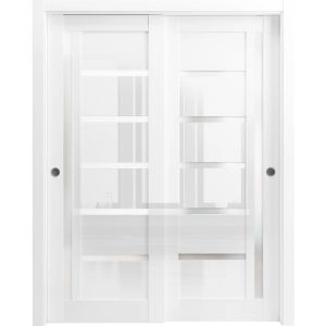 Sliding Closet Bypass Doors 36 x 80 inches | Quadro 4088 Gloss White | Rails Hardware Set | Wood Solid Bedroom Wardrobe Doors