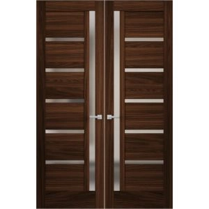 Hidden Double Doors | Quadro 4088 Chocolate Ash Concealed Metal Frame 36" x 80" (2* 18x80) Right-hand Inswing