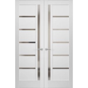 Hidden Double Doors | Quadro 4088 White Silk Concealed Metal Frame 36" x 80" (2* 18x80) Right-hand Inswing