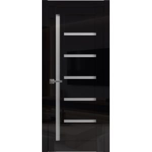 Interior Door 18 x 80 inches | Quadro 4088 Gloss Black | Single Regular Panel Frame Handle | Bathroom Bedroom Doors