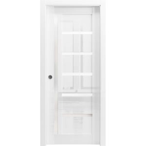 Sliding Pocket Door 18 x 80 inches | Quadro 4088 Gloss White | Kit Rail Hardware | Solid Wood Interior Bedroom Doors