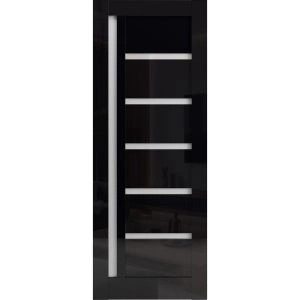 Slab Door Panel 18 x 80 inches | Quadro 4088 Gloss Black | Bathroom Bedroom Doors