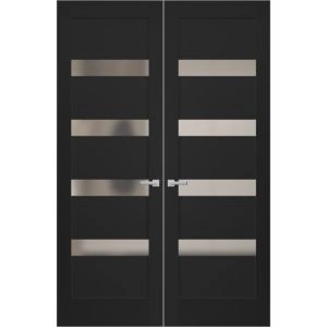 Hidden Double Doors | Quadro 4113 Matte Black Concealed Metal Frame 36" x 80" (2* 18x80) Right-hand Inswing