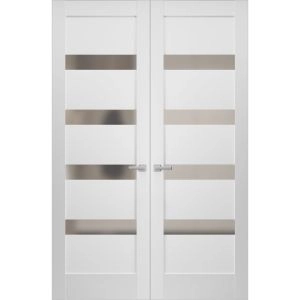 Hidden Double Doors | Quadro 4113 White Silk Concealed Metal Frame 36" x 80" (2* 18x80) Right-hand Inswing